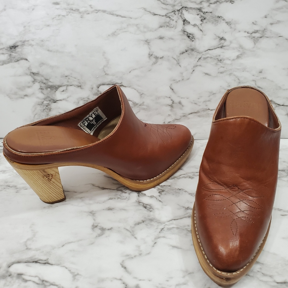 Frye Cognac Clogs
